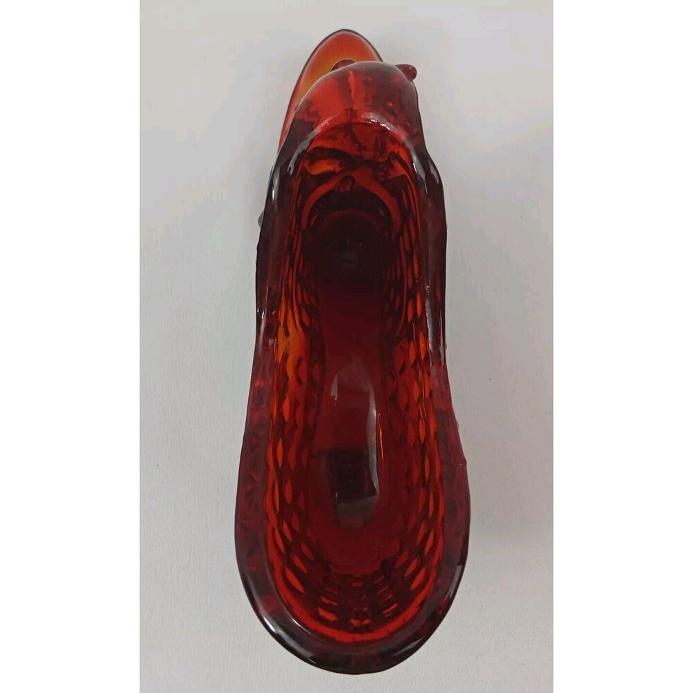 Vintage Red Amberina Fenton Hobnail Glass Slipper Shoe Figurine - Picture 4 of 8